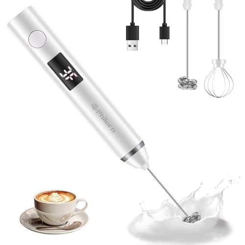 Philorn Elektrischer Milchaufschäumer - Wiederaufladbar via USB-C, LCD-Anzeige, Ideal für Kaffee und Cappuccino