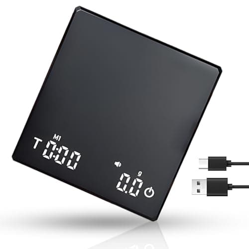 Mini-Kaffeewaage mit Timer - 0,1 g Präzisions-Digital-Espressowaage, USB-C wiederaufladbare LED-Display-Waage für Küchen
