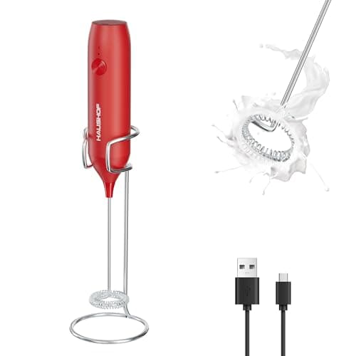 HAUSHOF Milchaufschäumer Stab + Milchschäumer für Kaffee & Cappuccino + Professionelle Hand-Herausforderung + Café-Bude