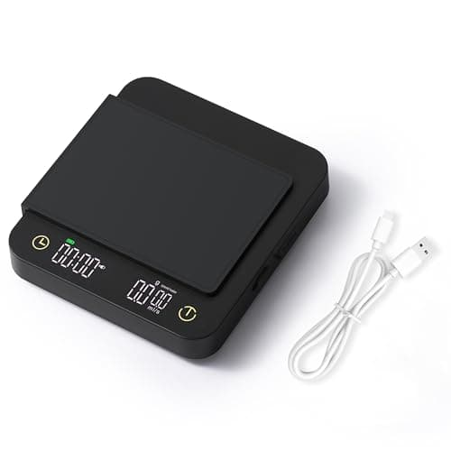 Foraco Mini-Kaffeewaage mit Timer & automatischer Zeitmessung, Präzise 3kg/0,1g Waage für Espresso & Pour-Over, Ideale K