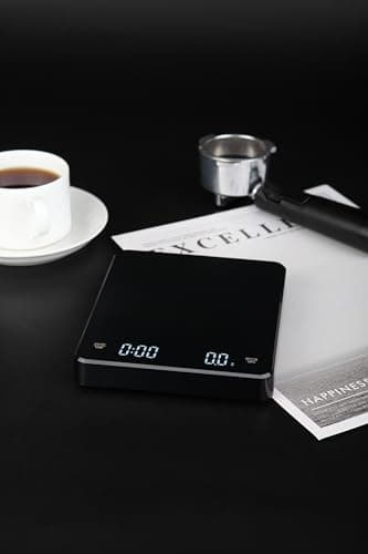 INF Wiederaufladbare Kaffeewaage mit Timer für perfekten Kaffee, Hohe Präzision 3 kg / 0,1 g, Mehrere Maßeinheiten, Schw