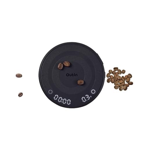 OutIn Claro Tragbare Kaffeewaage - Digitale Küchenwaage mit Timer für Pour Over & Kaffeezubereitung 2kg/0,1g, Inklusive