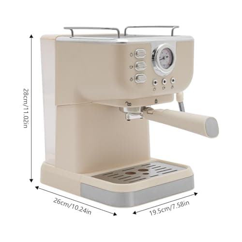 Deutsche Stolz 1.5L Espressomaschine mit Milchaufschäumer 2 in 1 Cappuccinomaschine 1050W 20Bar Kaffee Maschine Retro D
