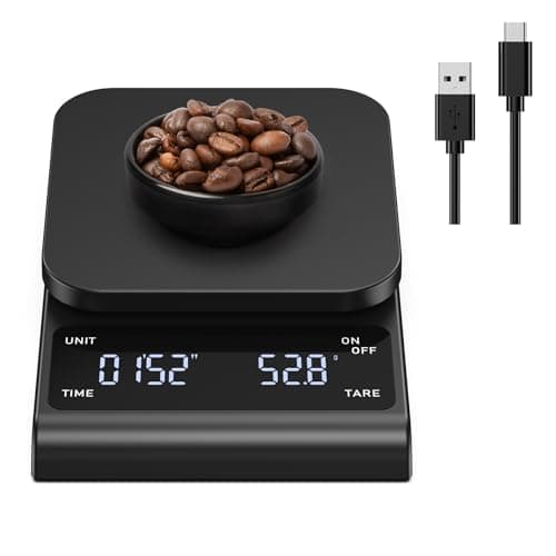Brifit Kaffeewaage mit Timer - Hochpräzise 3kg/0.1g Küchenwaage für Coffee Lovers - Auto Aus Funktion & Tara Scaffold mi