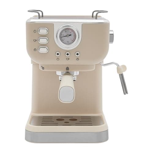 Deutsche Stolz 1.5L Espressomaschine mit Milchaufschäumer 2 in 1 Cappuccinomaschine 1050W 20Bar Kaffee Maschine Retro D