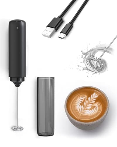 Milchaufschäumer Stab Elektrisch tragbar für Latte, Matcha-Tee, Cappuccino, Schwarz hohe Leistung Batteriebetrieb Kaffee