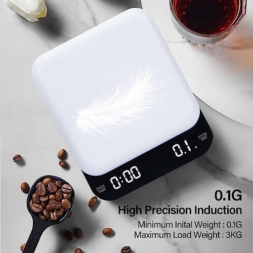 **Kaffeewaage ASXCaqcoffe mit Timer, 0.1g-Präzision, 3kg Kapazität, Auto-off-Funktion, wiederaufladbar für Barista**
|