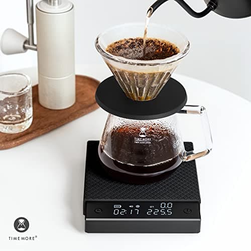 TIMEMORE Digitale Kaffeewaage für Barista, Durchflussmessung und Timer, ideal für Pour Over und Espresso, 2kg/0.1g, Schw