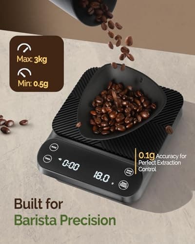 Maestri House S3 Grau: Digitale Kaffeewaage mit Timer & 3 Brühmodi für Pour Over & French Press – Präzision für Espresso