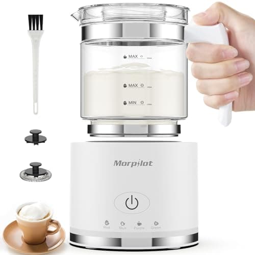 Morpilot Elektrischer Milchaufschäumer 500ml 600W - 4 in 1 Milchschäumer für Heißer und Kalter, Spülmaschinenfest, Schwa