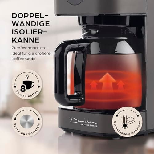 Barista Filterkaffeemaschine Touch Iso | Kaffeemaschine mit Digitaldisplay & Timerfunktion | 1,25 Liter Kaffeekanne