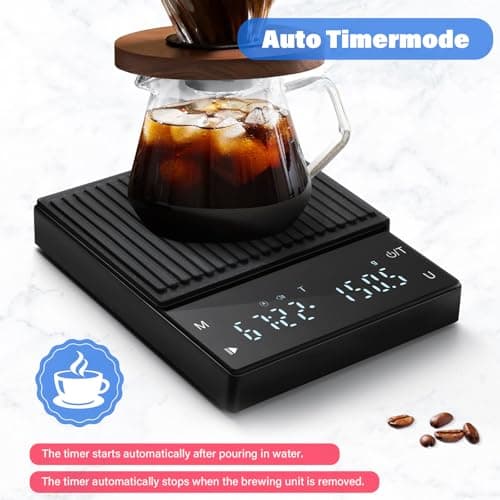 Drcowu Kaffeewaage mit Timer, digital,Ideal fürกาแฟdrinkern im Zuhause, zurPrecisoskoffee Waage, 2 kg Kapazität, Schwarz