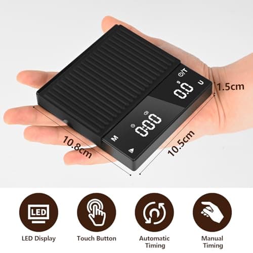 Apritsce Digitale Kaffeewaage mit Timer für Filterkaffee, 0.1g Hochpräzise Feinwaage, Wiederaufladbare Coffee Scale mit