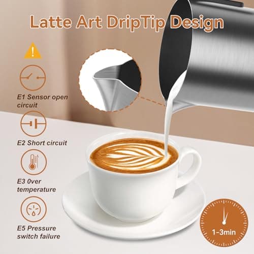 Elektrischer Milchaufschäumer Nalezuns Automatische Abschaltung 5 in 1 Warm und Kalter Milchschaum Latte Macchiato Cappu
