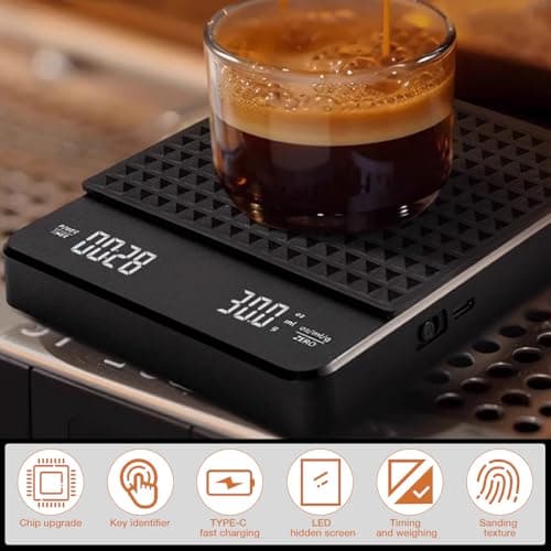 Mineup Digitale Kaffeewaage mit Timer - Präzise Elektronische Küchenwaage für Coffee Enthusiasten bei Kaffeezubereitung