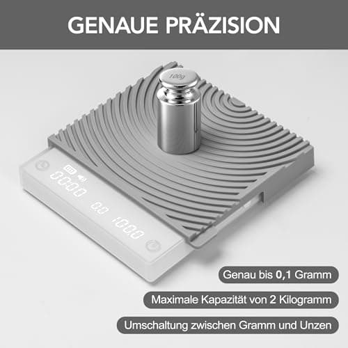 Black Mirror Mini TIMEMORE Automatische Espresso-Waage für Tragbare Kaffeerösterei, 2 kg/0,1 g Genauigkeit, Silikon-Schu