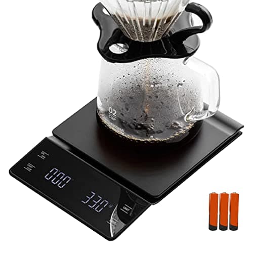 Nilpferd Digitale Kaffeewaage mit Timer - hohe Präzision 0,1g/3 kg,.LED-Touchscreen, Für Kaffeeliebhaber, Haushaltswarte