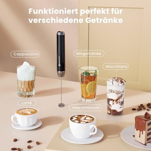 Maestri House LunaFro NS Wiederaufladbarer Milchaufschäumer für Lattes, Edelstahl, Wasserdicht, Getränkemixer, Ohne Stän