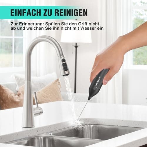 HAUSHOF Milchaufschäumer Stab + Milchschäumer für Kaffee & Cappuccino + Professionelle Hand-Herausforderung + Café-Bude