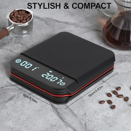 Gevvnss Mini-Kaffeewaage mit Timer, elektronische Küchenwaage, wiederaufladbar, wasserdicht, 0,1 g/2 kg, 3 Modi, Espress