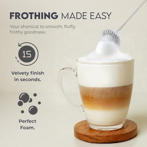 Zulay Kitchen Leistungsstarker Milchaufschäumerstab – Edelstahl, Getränkemixer für Kaffee & Latte – Froth Mate Mini Milc