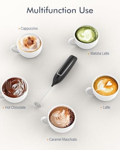 Milchaufschäumer Stab Elektrisch tragbar für Latte, Matcha-Tee, Cappuccino, Schwarz hohe Leistung Batteriebetrieb Kaffee