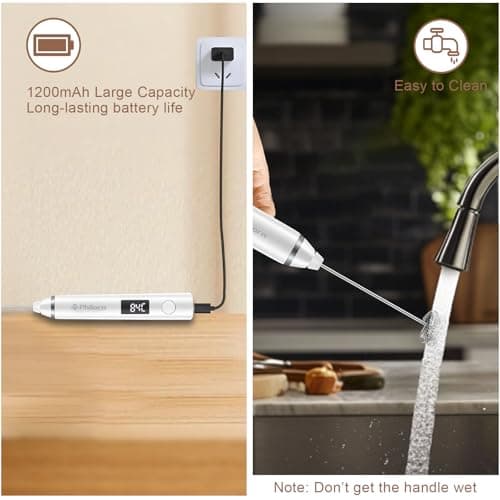 Philorn Elektrischer Milchaufschäumer - Wiederaufladbar via USB-C, LCD-Anzeige, Ideal für Kaffee und Cappuccino