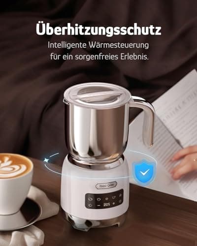 Hazel Quinn Milchaufschäumer 5-in-1 für heiße und kalte Milchschaum und heiße Schokolade, 450 ml, perfekt für Zuckersüch