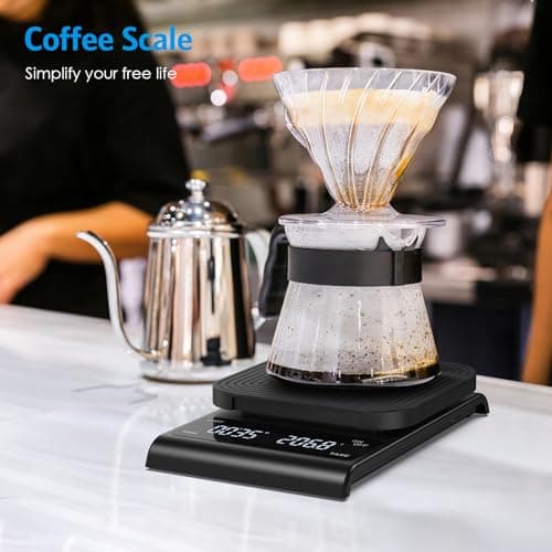 Brifit Kaffeewaage mit Timer - Hochpräzise 3kg/0.1g Küchenwaage für Coffee Lovers - Auto Aus Funktion & Tara Scaffold mi