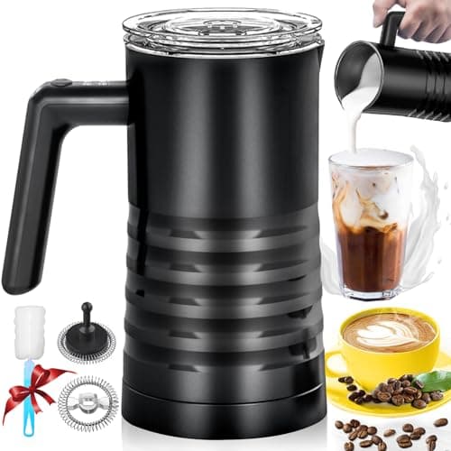 YESLUSY Elektrischer Milchaufschäumer, 4-in-1, leicht zu reinigen, ideal für die Familie, zum Kaffee und Cappuccino, hoh