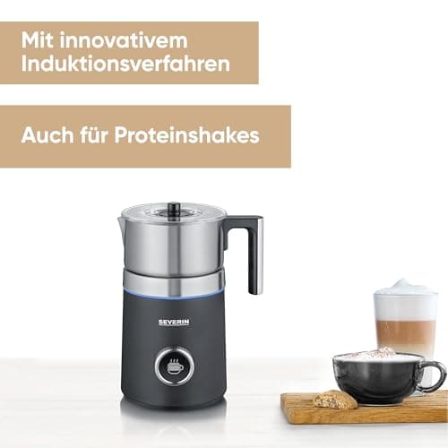 SEVERIN SPUMA 700 Plus - Induktions-Milchaufschäumer mit OLED-Display und 13 Programmen für Barista-Erlebnisse, schwarz,