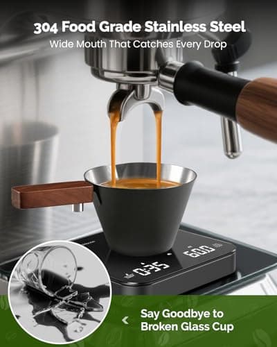 Maestri House Espresso Measuring Cup, Stahlstahl Cappuccino Maß seen für Latte, Diretto, Americano, Cappuccino, Macchiat