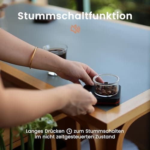 【FOXNSK+Mini Kaffeewaage】+【0.1g Genaue】+【Coffee Scale】+【Barista】+【Timer】+【USB Aufladbar】+【Led Display】+【Max 2kg】+【Schwar