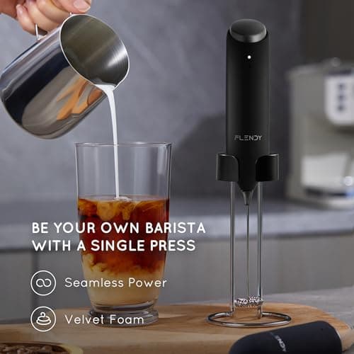 Flendy Wiederaufladbarer Hand Milchaufschäumer Stab für Kaffeeierzien, Flendy Milchaufschäumer Stab mit USB-C Ladefunkti
