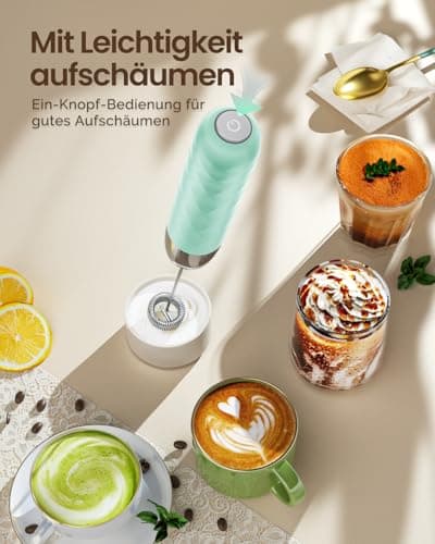 Maestri House Wiederaufladbarer Milchaufschäumer für Matcha und Latte Art, ClimatePartner certified, Edelstahlabnehmbare