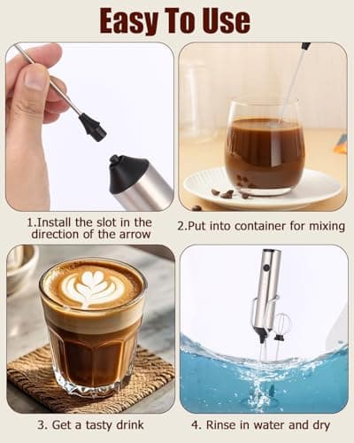 Hixava Elektrischer Milchaufschäumer 3 Geschwindigkeiten Silbrig Schokoladenspike Matcha Milchkaffee