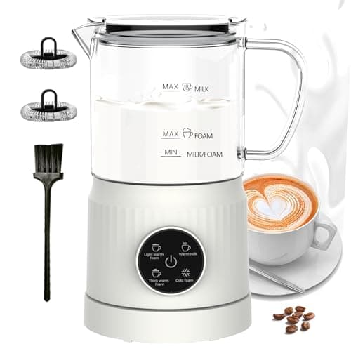 Elektrischer Milchaufschäumer 4 in 1 für Kaffee, Latte & Cappuccino, Automatische Schaum Maker mit Heiß & Kalt-Funktion,