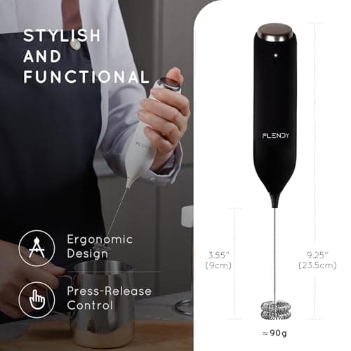 Flendy Wiederaufladbarer Hand Milchaufschäumer Stab für Kaffee, Matcha und Proteinshake, Mini Milchaufschäumer elektrisc