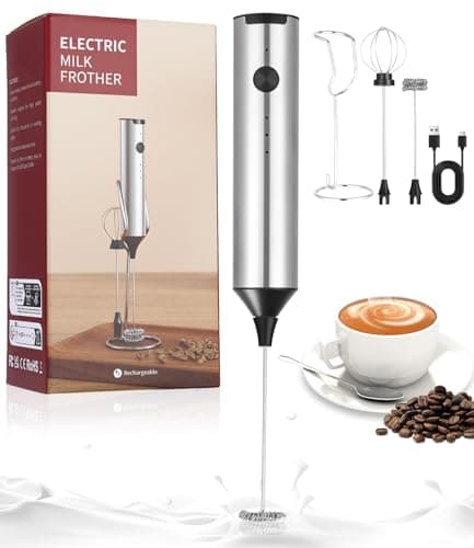 Hixava Elektrischer Milchaufschäumer 3 Geschwindigkeiten Silbrig Schokoladenspike Matcha Milchkaffee