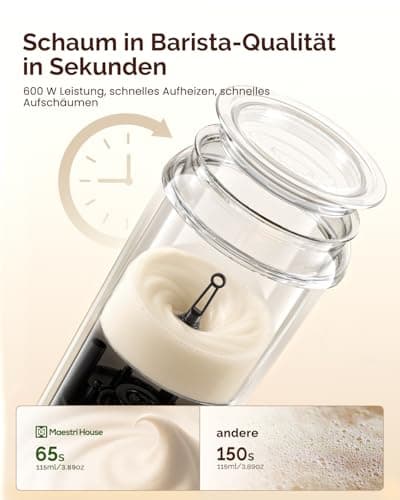 Maestri House 3-in-1 Elektrischer Milchaufschäumer, Edelstahl Innenseite, Leicht reinigbar, 240ml, Heiße und Kalte Milch