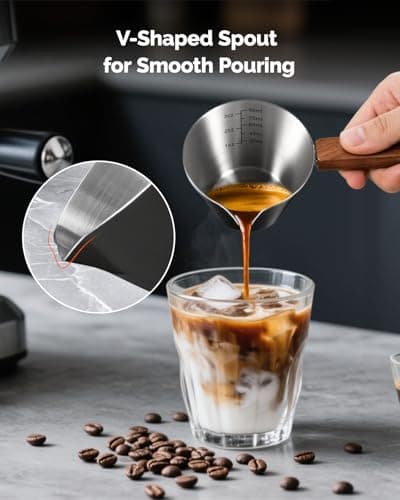 Maestri House Espresso Measuring Cup, Stahlstahl Cappuccino Maß seen für Latte, Diretto, Americano, Cappuccino, Macchiat