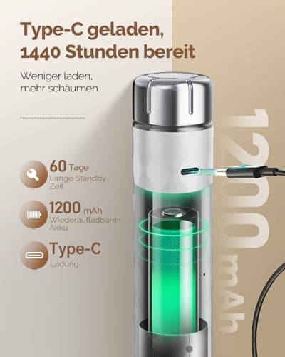 Maestri House Milchaufschäumer - Elektrischer Getränkemixer Mit Wiederaufladbarer Batterie, ClimatePartner certified, Fü