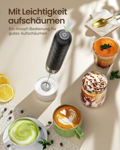 Maestri House Wiederaufladbarer Milchaufschäumer für Getränkebewerter, edelstahlene abnehmbarer Schneebesen, Mini-Mixer