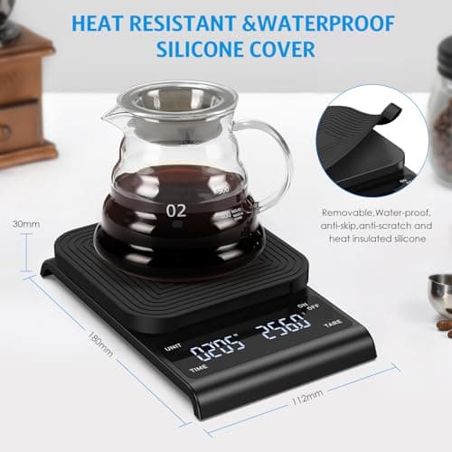 Brifit Kaffeewaage mit Timer - Hochpräzise 3kg/0.1g Küchenwaage für Coffee Lovers - Auto Aus Funktion & Tara Scaffold mi