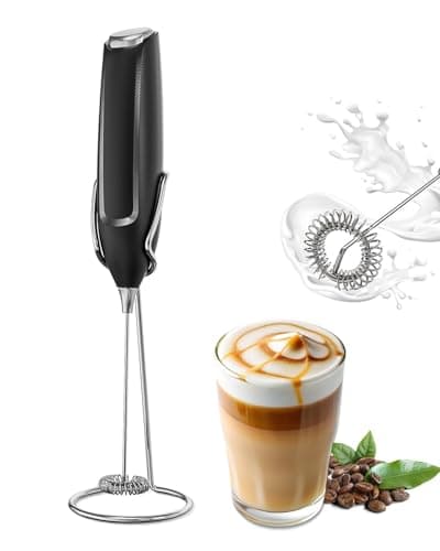 Milchaufschäumer Stab Elektrisch tragbar für Latte, Matcha-Tee, Cappuccino, Schwarz hohe Leistung Batteriebetrieb Kaffee