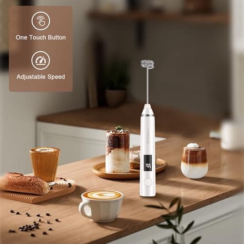 Philorn Elektrischer Milchaufschäumer - Wiederaufladbar via USB-C, LCD-Anzeige, Ideal für Kaffee und Cappuccino