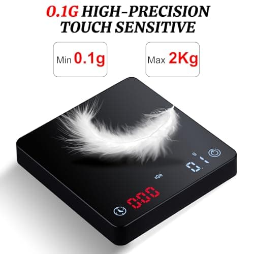 HUAJUN Mini-Kaffeewaage mit Timer und USB-Ladegerät, hohe Präzision, für Kaffeeliebhaber im Zuhause, ideale Espressowaag