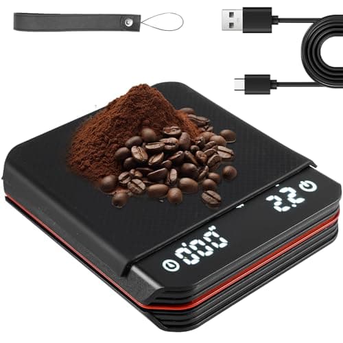Digital Espresso Waage mit Timer - Mini Kaffeewaage für Filterkaffee, Backen und Feinwaage (0.1g Präzision, Schwarz)  
D