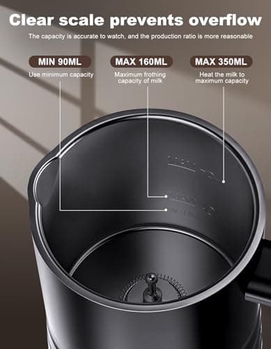 YESLUSY Elektrischer Milchaufschäumer, 4-in-1, leicht zu reinigen, ideal für die Familie, zum Kaffee und Cappuccino, hoh