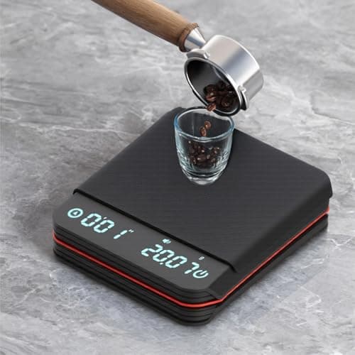 Gevvnss Mini-Kaffeewaage mit Timer, elektronische Küchenwaage, wiederaufladbar, wasserdicht, 0,1 g/2 kg, 3 Modi, Espress